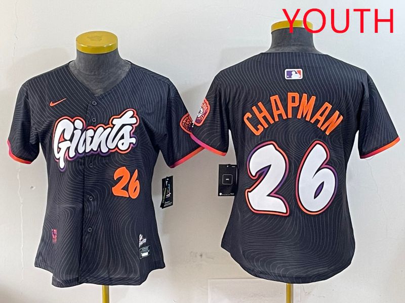 Youth San Francisco Giants #26 Chapman Black Joint Name Nike 2025 MLB Jersey style 5